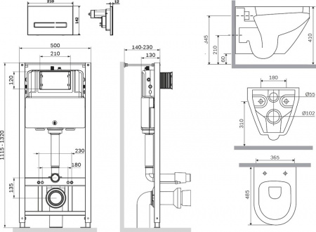 Комплект AM.PM Spirit V2.0 IS450A38.701700 с сиденьем микролифт, сенсорная кнопка