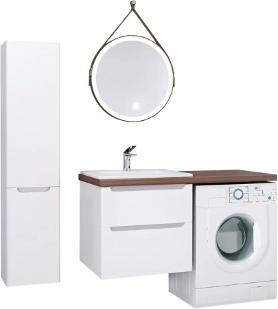 Мебель для ванной Jorno Wood 120, белая, подвесная, под стиральную машину
