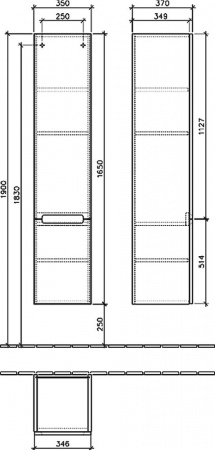 Шкаф-пенал Villeroy & Boch Subway 2.0 A71000PD черный матовый R