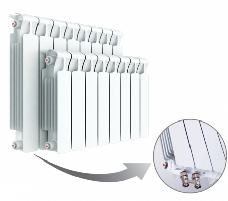 Радиатор биметаллический секционный Rifar Monolit Ventil 500 х 7 секций (подключение нижнее слева)
