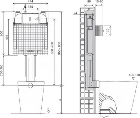 Смывной бачок скрытого монтажа BelBagno BB025-CS